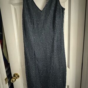 Chic Black Beaded Midi Dress